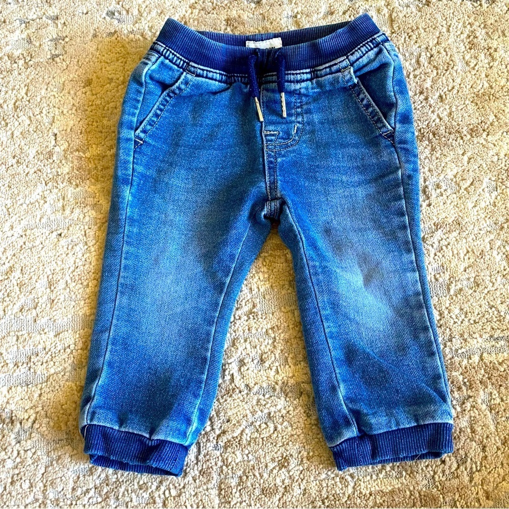 Hudson Baby Unisex Medium Wash Skinny Jeans Blue Cuffed Drawstring Waist: 12m - Picture 1 of 8